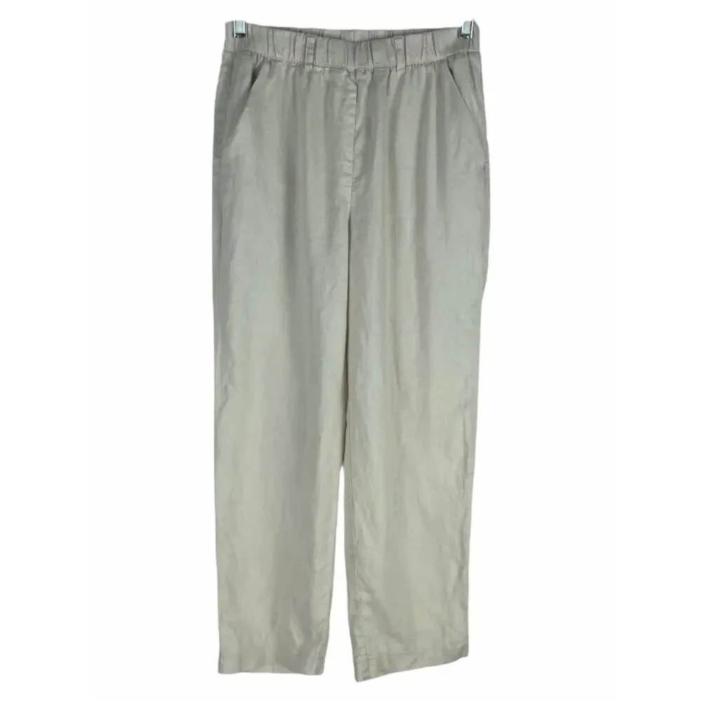 Quince 100% European Linen Drawstring Crop Pants Sand Beige Size XS